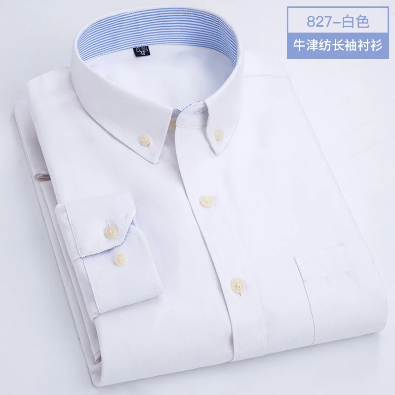 New men\'s shirt long sleeve Spring and autumn Oxford woven cotton free ironing high quality business leisure slim solid color