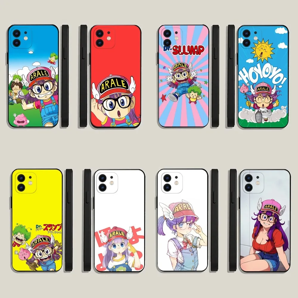 

Cartoon Dr S-Slump A-Arale Phone Case For iPhone 15,14,13,12,11,Plus,Pro Max,XS,X,XR,SE,Mini,8,7 Soft Silicone Black Cover