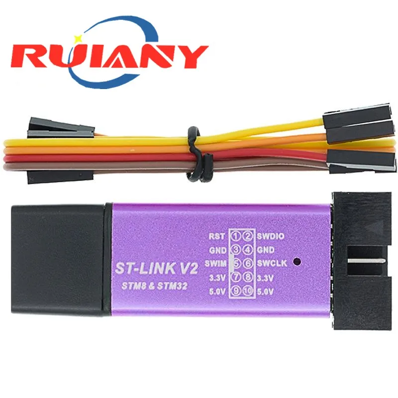 1Set St Link Stlink St-Link V2 Mini STM8 STM32 Simulator Downloaden Programmering Programmeur Met Cover Dupont Kabel st Link V2