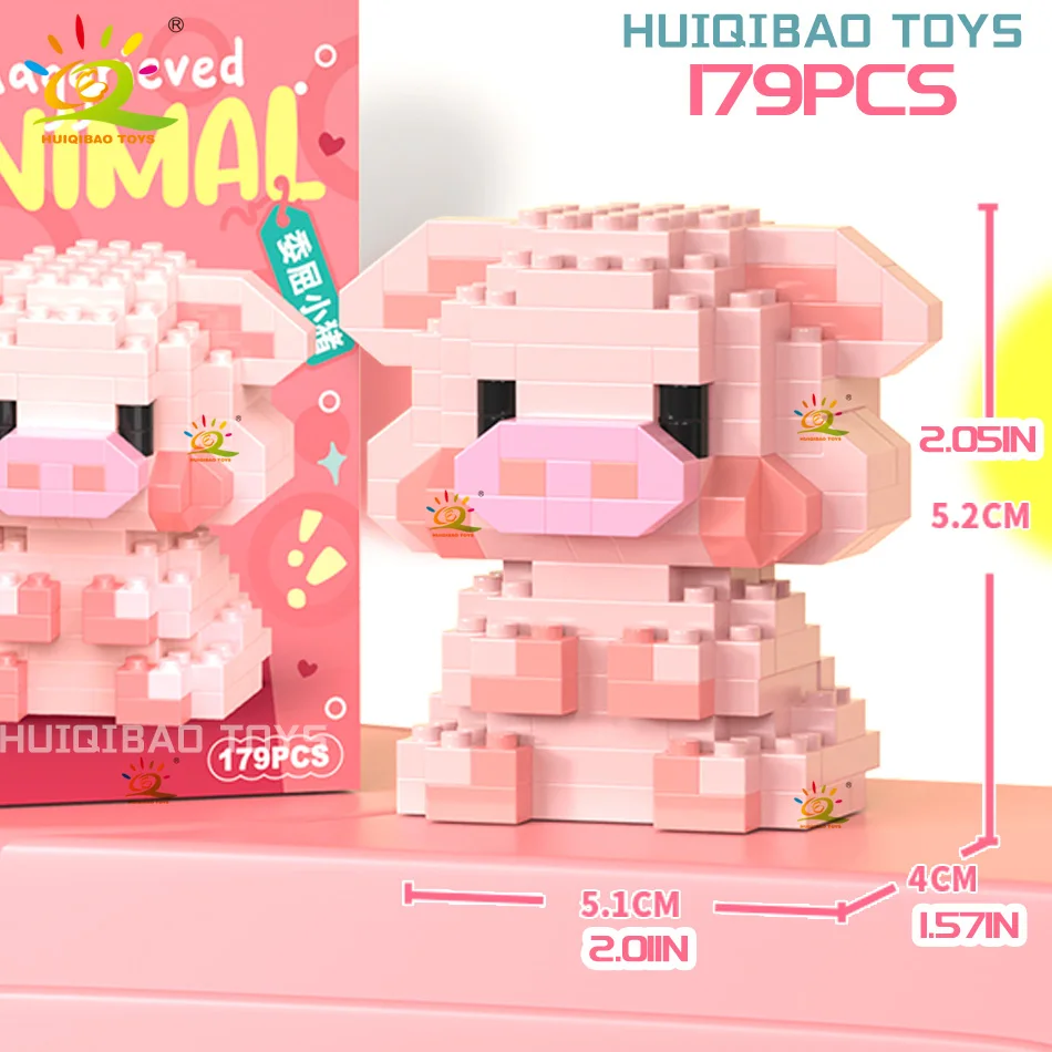 HUIQIBAO MINI Niedliches Haustier Tier Pinguin Modell Baustein Micro Set Stadt Cartoon Löwe Diamant Steine Lernspielzeug für Erwachsene