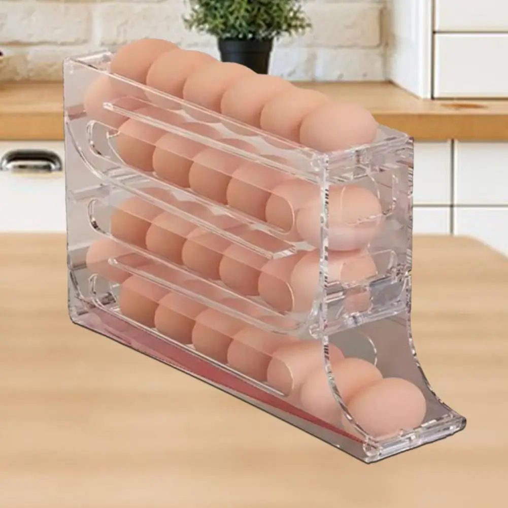 Egg Storage Container 4 Tiers Egg Holder Capacity Egg Storage Box with Non-slip Design Multi-function Organizer 4 for Kitchen