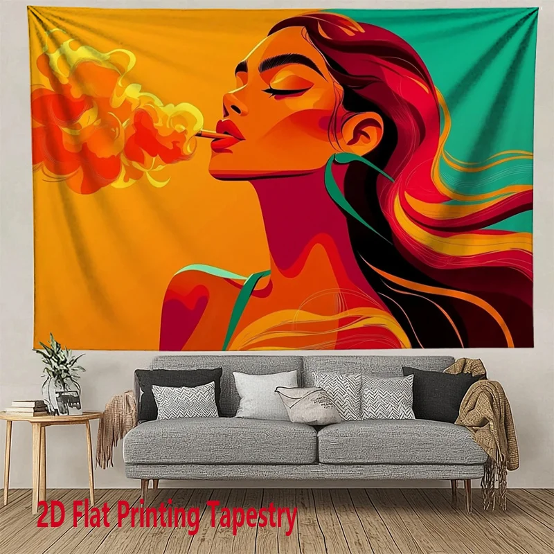 Abstract female face Digital printing polyester wall tapestry suitable for use in living rooms bedrooms offices bars party