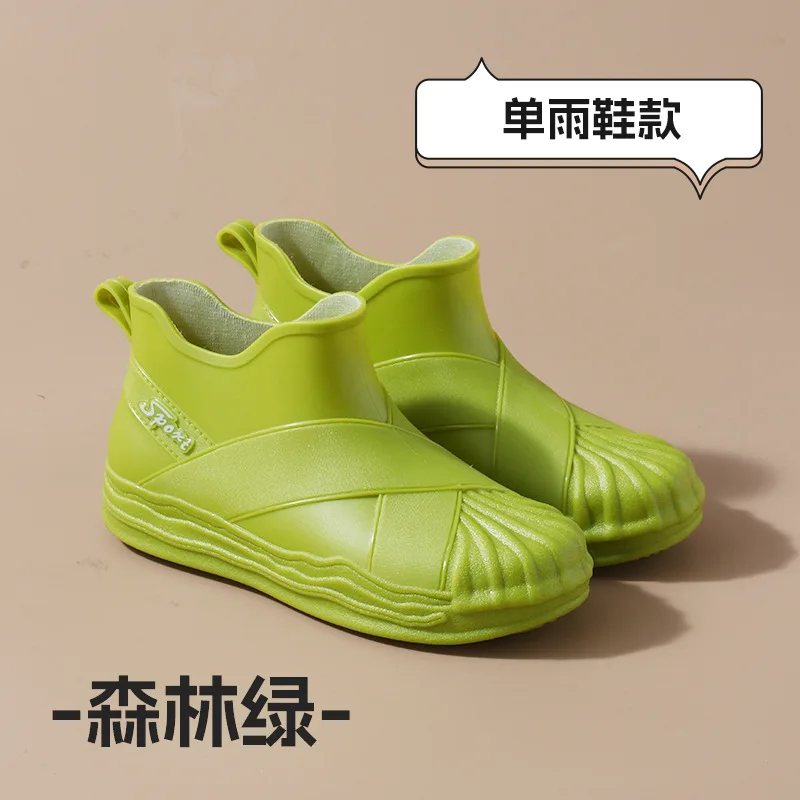 Autumn Winter Women Short Rain Boots Low Top Warm Plush Female Outdoor Non-slip Snow Boots Woman Comfortable Working Flat Shoes