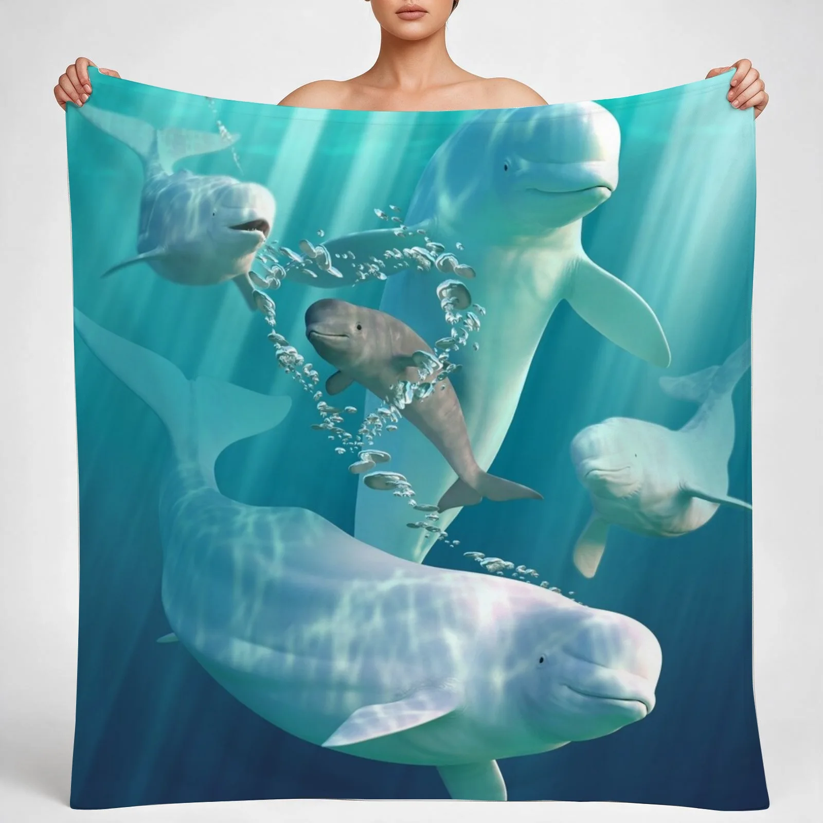Beluga Bubbles Throw Blanket couch cozy soft plush fuzzy picnic outdoor blanket