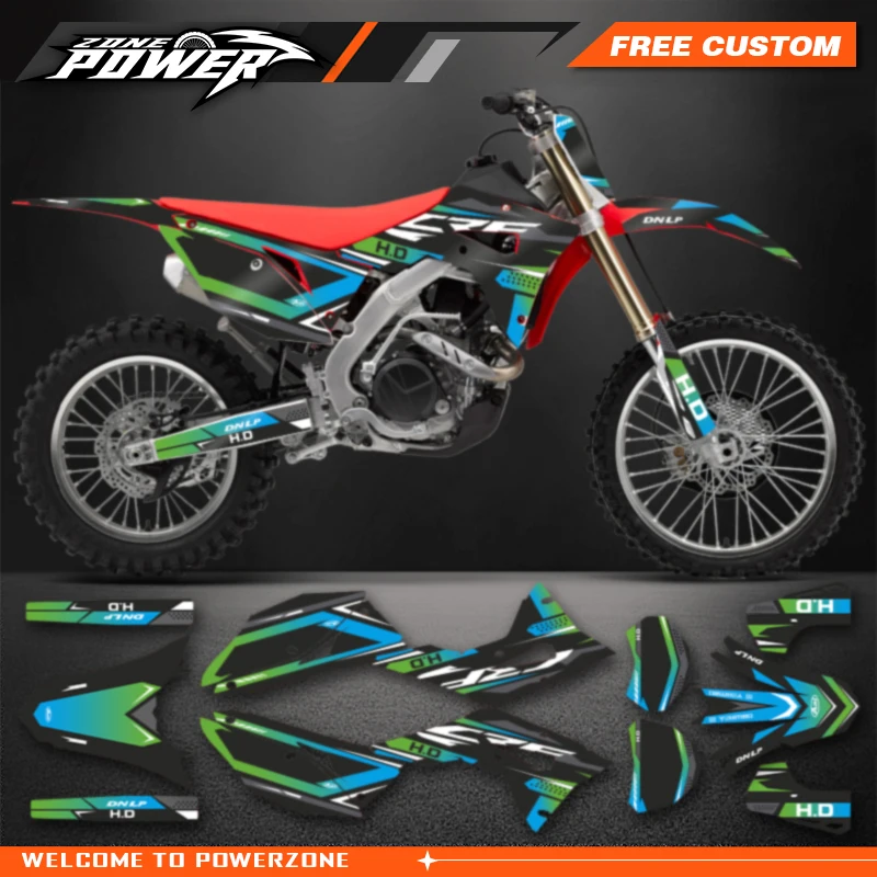 Powerzone Motorcycle Graphic Decal Stickers Kits For Honda CRF250RX 2018-2021 CRF450RX 2017-2020 Number Name Customize 005