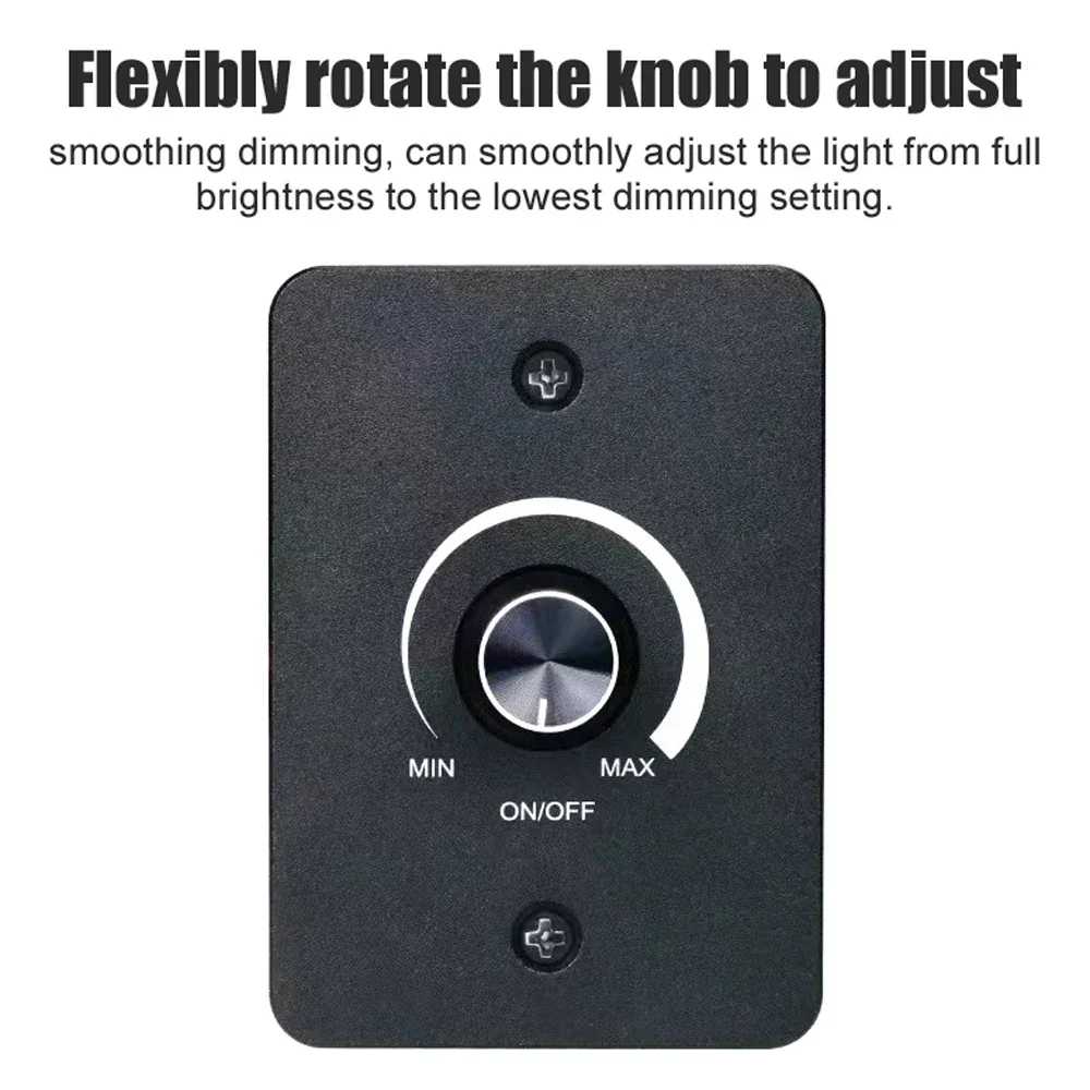 12V 5A High Side Dimmer Switch, 60W RV Rotary Dimmer for Interior Lights, Compact Flicker Free Panel Mount Dimmer Control