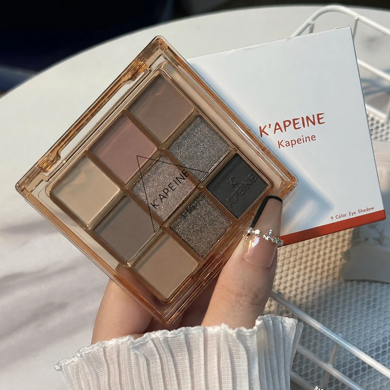 K'APEINE 9 Colors Eyeshadow Palette Matte Shimmer Glitter High Pigment Blue Pink Nude Smoky Eye Shadow Makeup Compact Travel Kit gallery 3