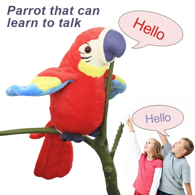 Papagaio Macaw Falante Interativo: Repete o que Você Diz - Brinquedo de Pelúcia Eletrônico com Gravação e Animação de Pássaro Falante