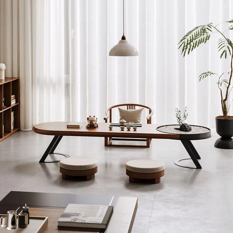Solid wood tatami coffee table tea table and chair combination simple household living room small apartment Zen