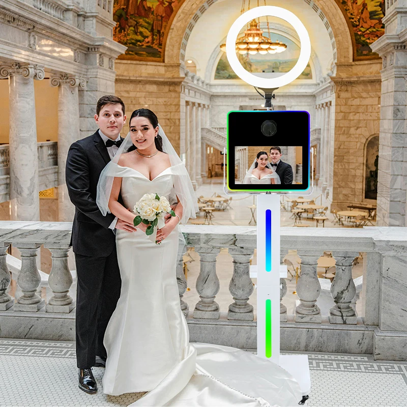 

15.6" Touch Screen DSLR Photo Booth with Ring Light Selfie Photobooth Machine with Flight Case for Wedding Party Rental Events