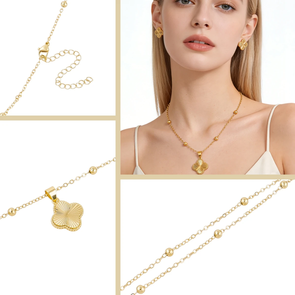 Romantisches 2-teiliges Schmuckset mit Anhänger, Halskette und Ohrringen, perfekt für Frauen, Bräute, Hochzeiten, Geschenke und Mädchen-Geburtstage – Detail 8
