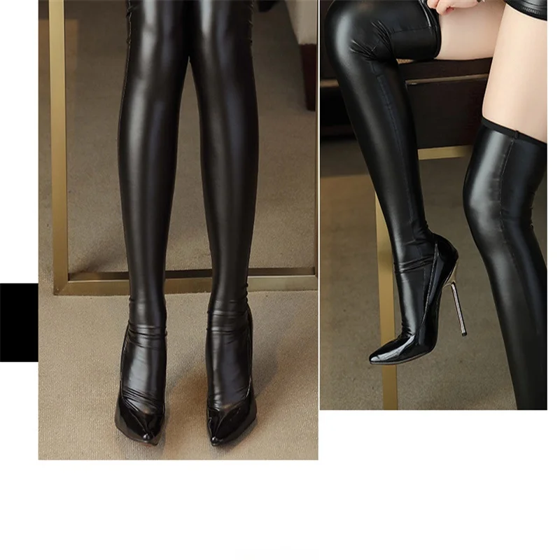 

Женская юбка Leibela из искусственной лакированной кожи, короткая юбка для выступлений в ночных клубах, кожаные леггинсы, юбка средней длины