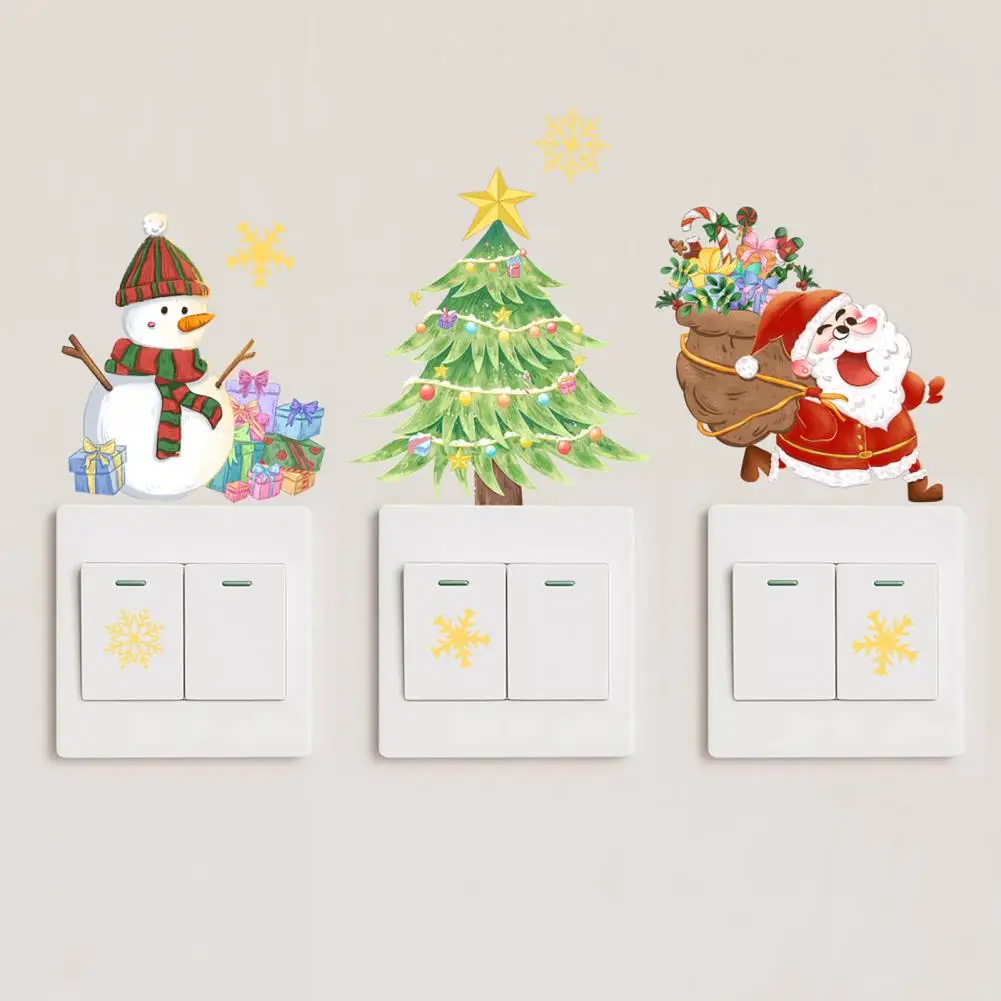 

Decorative Christmas Stickers Christmas-themed Stickers Christmas Glow Dark Wall Decals Santa Claus Snowmen Elk for Bedroom