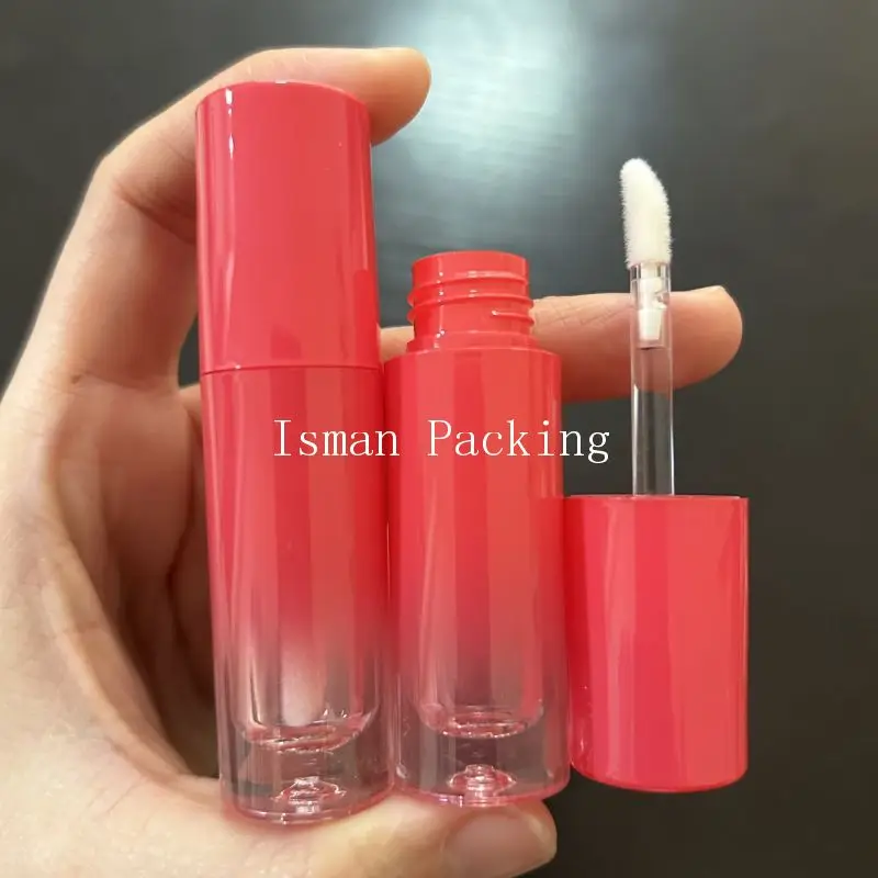 50Pcs Mini 2.5ml Round Gradient New Red Lipgloss Tubes Refillable Plastic Lip Gloss Container Packaging Wand Tube With Brush