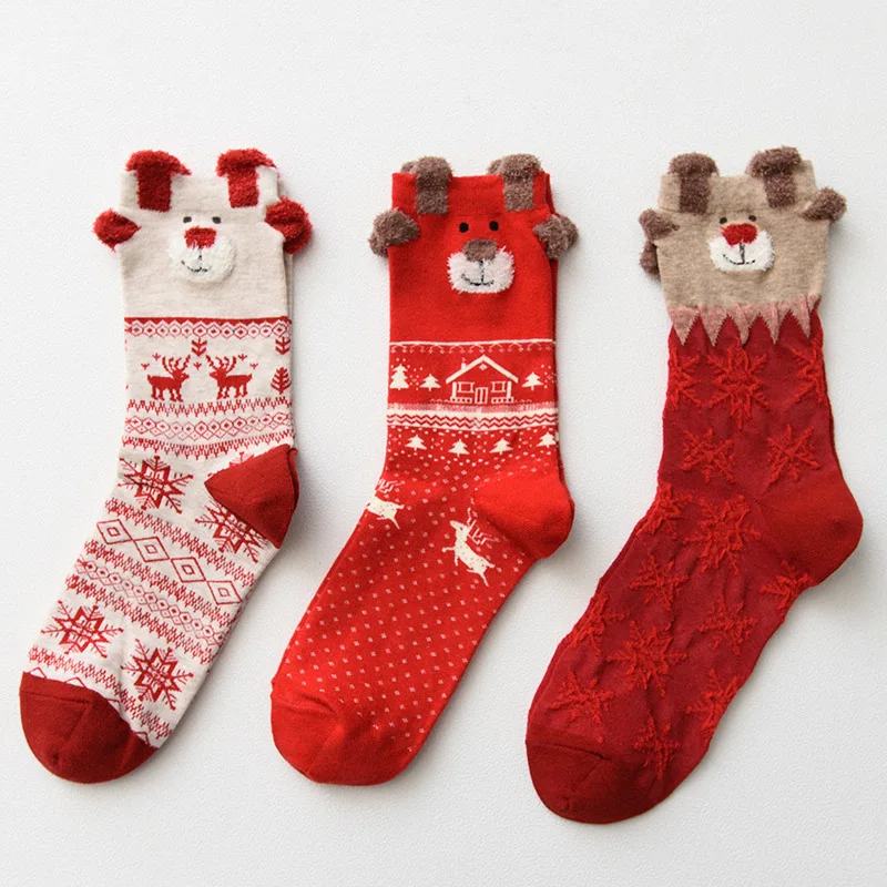 Winter Warm Christmas Socks Women Cute Santa Claus Deer Stereo Socks for Girls Boys Soft Comfortable Floor Sleep Christmas Gifts image 6