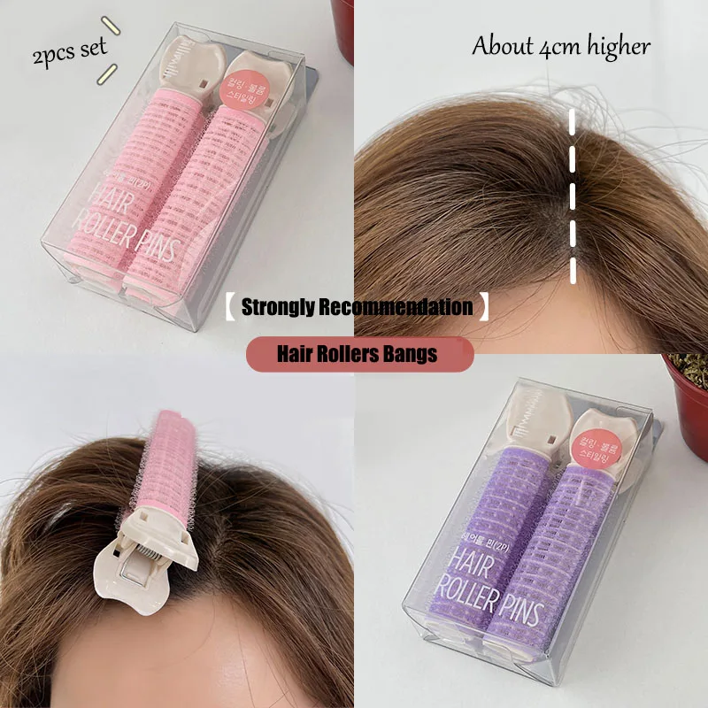 2Pcs Bangs Hair Root Fluffy Lazy Hair Clips Hair Styling Tools Hairpins Hair Rollers Bangs Curling  Barrel Korean Curlers Tool