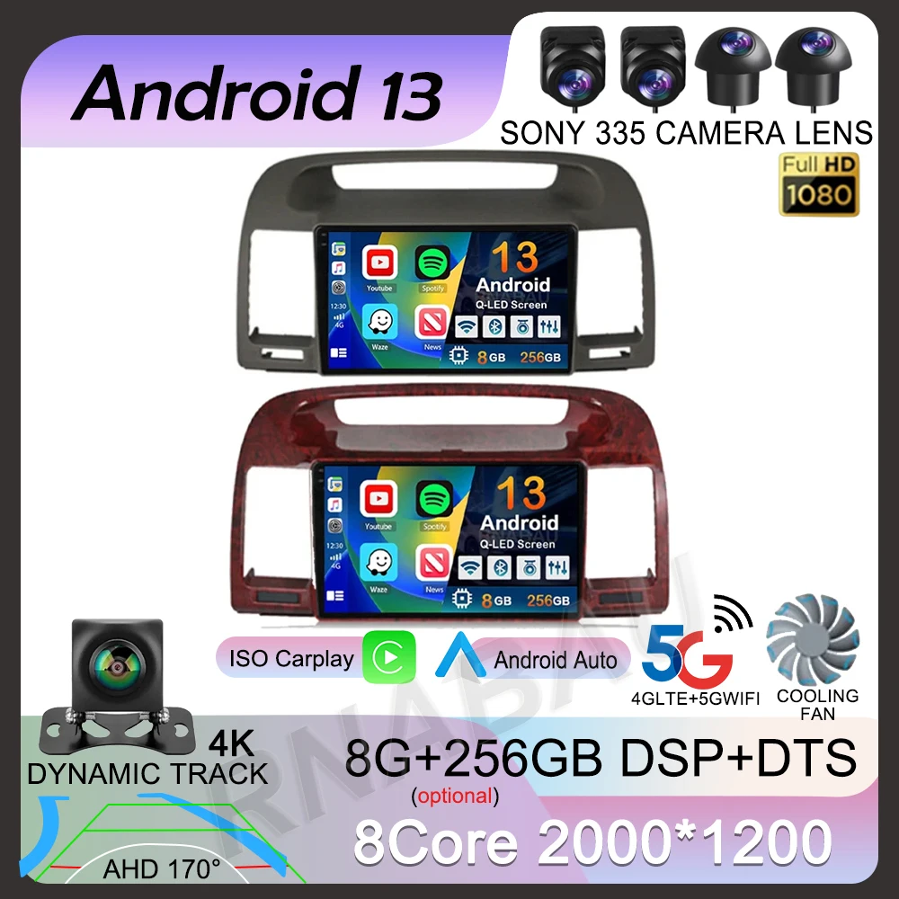 

Android 13 Carplay Car Radio For Toyota Camry 5 2002 2003 2004 2005 2006 Multimedia Video Player GPS Navigation 2 Din DVD Stereo