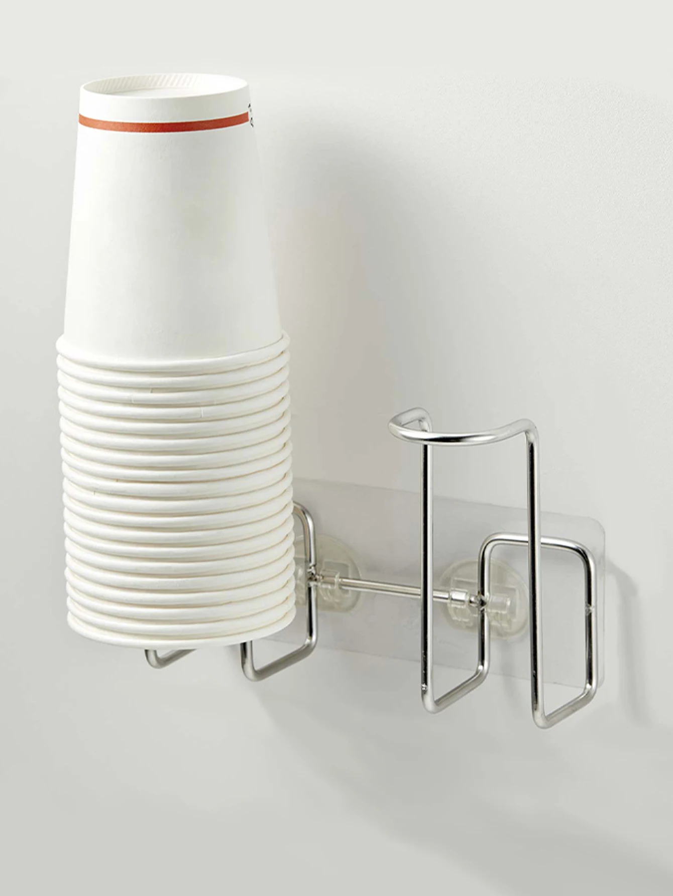 

WORTHBUY Disposable Paper Cup Storage Rack, Punch Free Wall Mounted Stainless steel Water Cup Storage Holder For Kitchen
