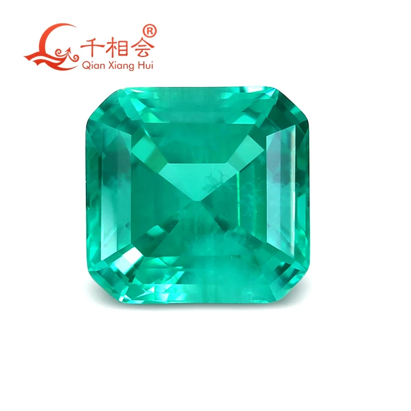 

Asscher lab grown paraiba color Yttrium Aluminum Garnet Cultivate natural cut including minor cracks inclusions loose gem stone