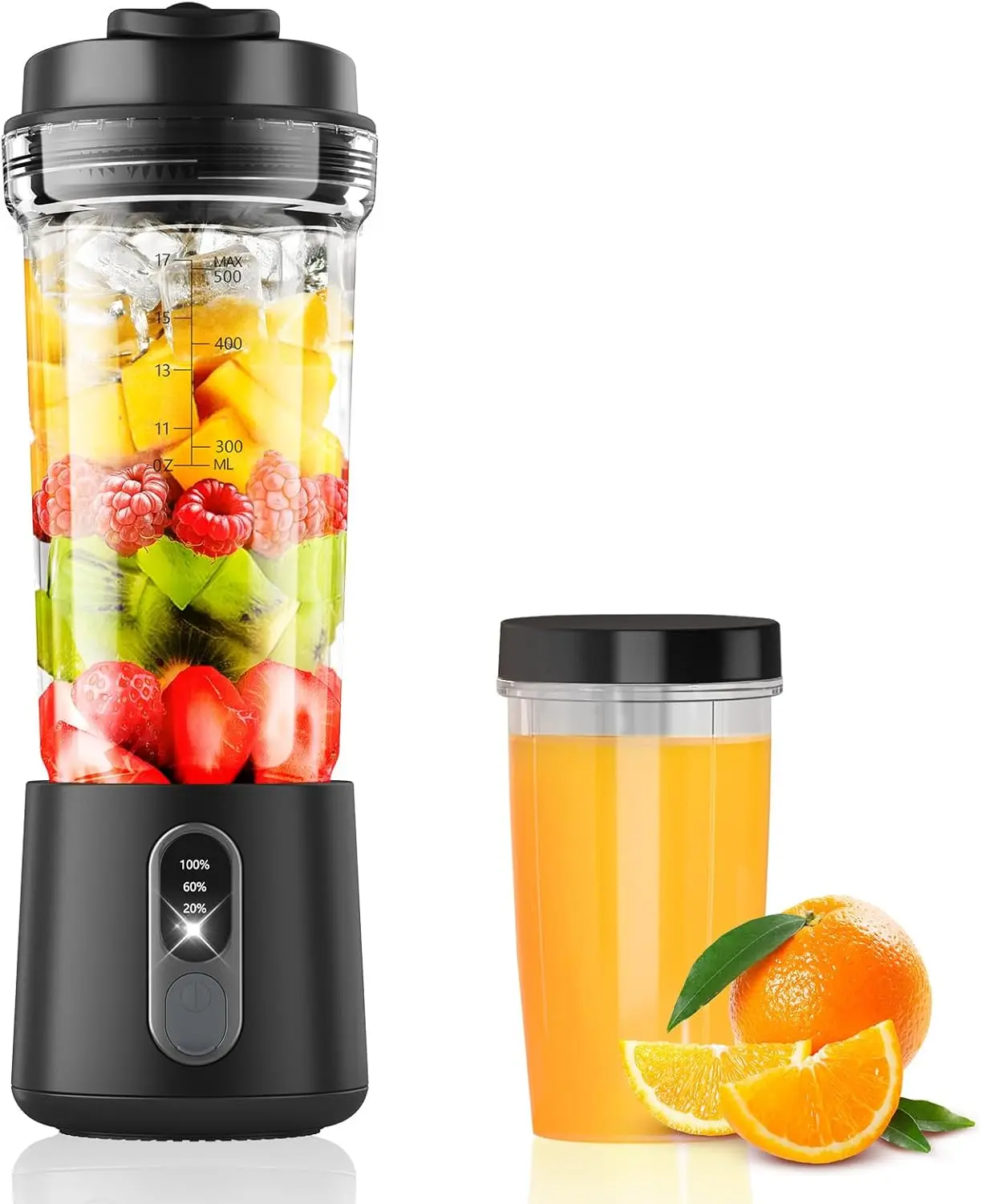 

Portable Blender For Smoothies And Shakes, 2 Portable Blender Cups, 17 &10 Oz Cordless Personal Small Blender With Straw