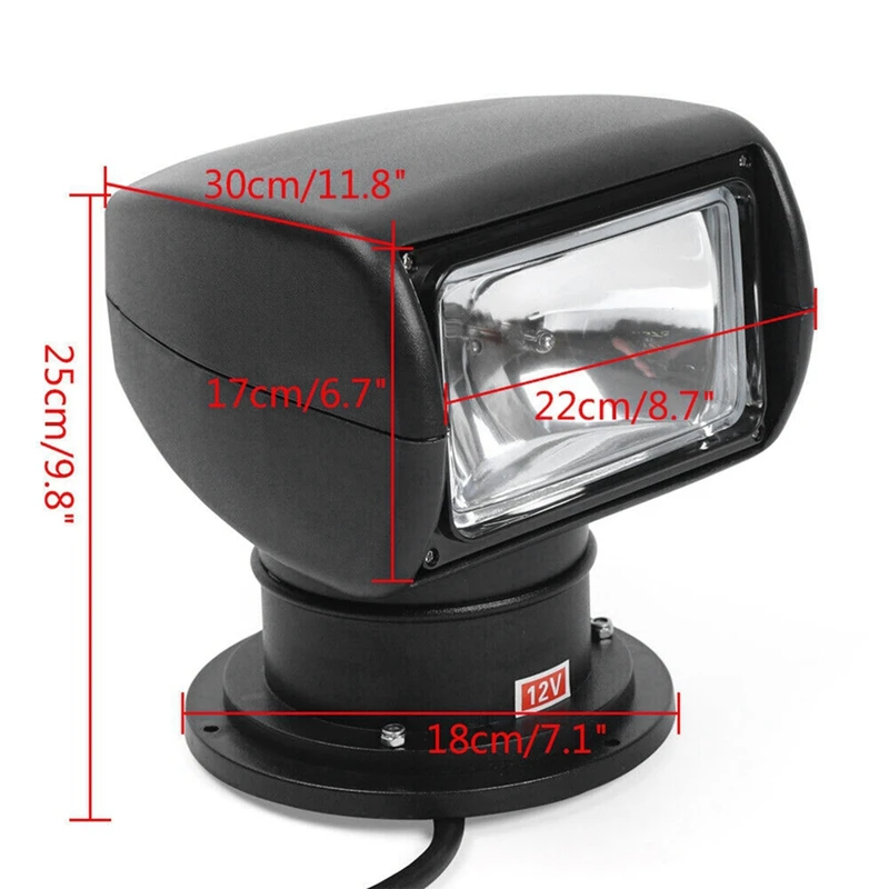 Boat Marine Spotlight Remote Control Truck Car Searchlight 100W 12V Spot Light White Easy Install