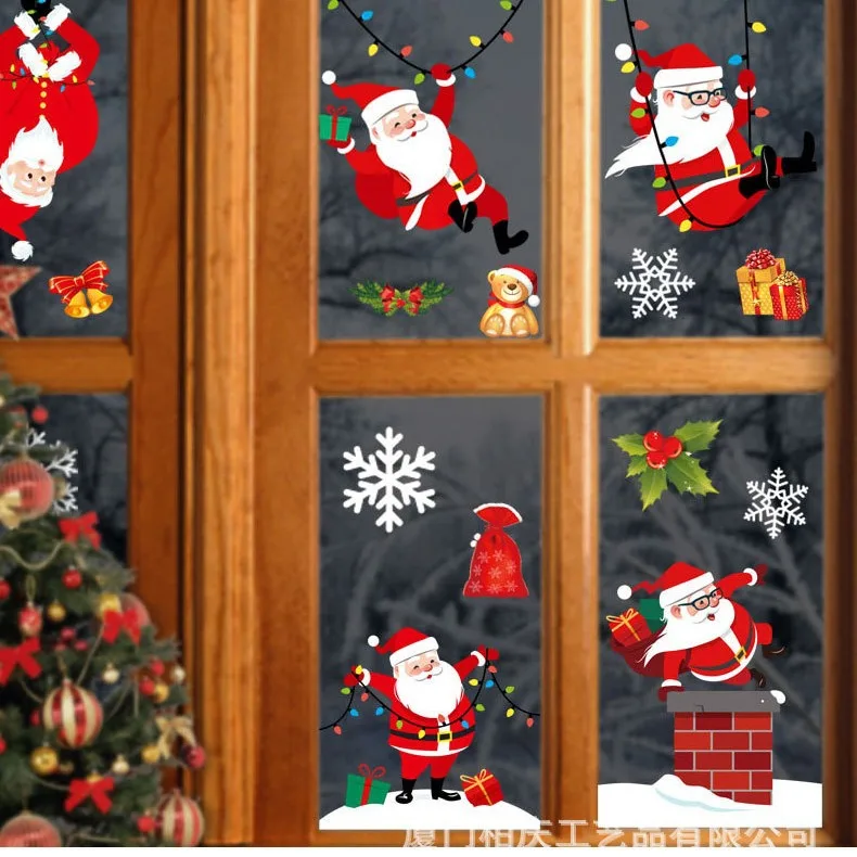 Christmas Snowflake Decoration Window Glass Sticker Christmas Party Decoration Santa Gift Static Sticker