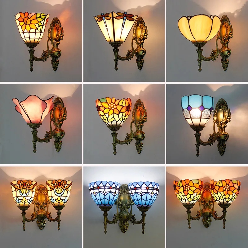 

European Pastoral Living Room Wall Lamp Aisle Study Staircase Tiffany Wall Lamp