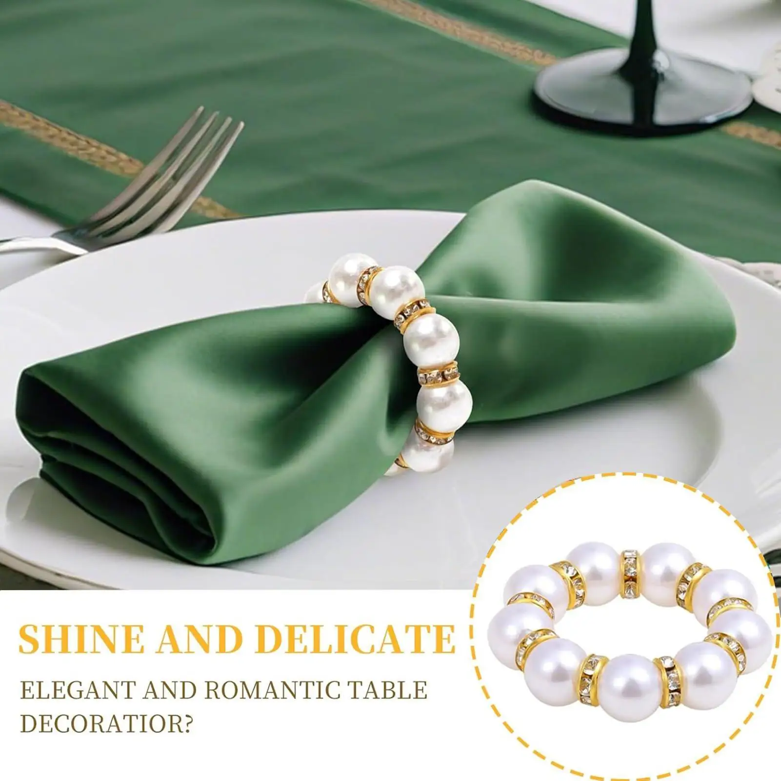 

Кольцо для салфеток с жемчугом, держатели для салфеток с имитацией жемчуга, 10 шт., ленты из бисера для домашнего декора в фермерском доме, свадебный обеденный стол, ресторан