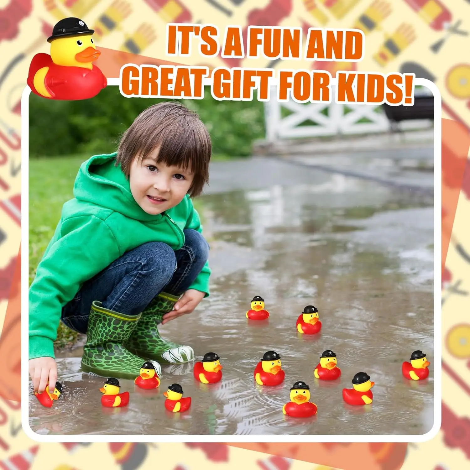 12/24/48 قطعة بطة مطاطية لرجل الإطفاء 2 بوصة لعبة حمام البط المطاطية الرائعة للحفلات هدايا حفلات أعياد الميلاد ألعاب حمام السباحة BeacH