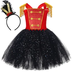 Sparkly Circus Ringmaster Costumes Girls Christmas Halloween Tutu Dress Kids Nutcracker Soldiers Outfits Holiday Show Clothes