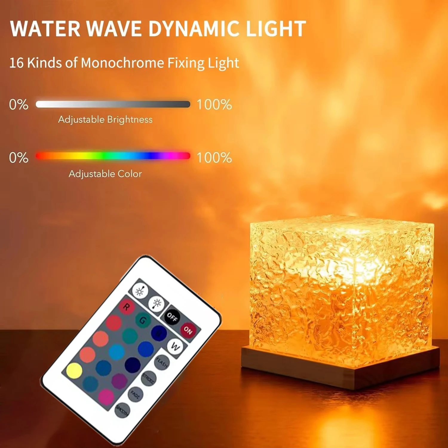 Ocean Wave Aurora Projector Light 16 Colors Dynamic Rotating Crystal Lamp With Remote RGB Dimmable For Living Room Decor