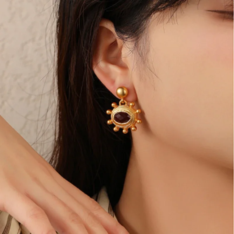 Modern Jewelry 925 Silver Needle Matte Gold Color Earrings Vintage Temperament High Quality Metal Star Earrings For Women Gift