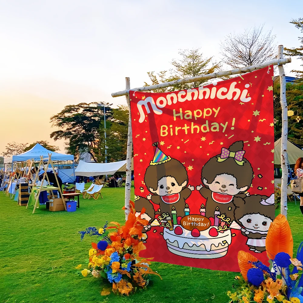 Cartoon M-Monchhichi-S flag For Picnic Party Art Home Decoration Outdoor Camping Banner Gifts