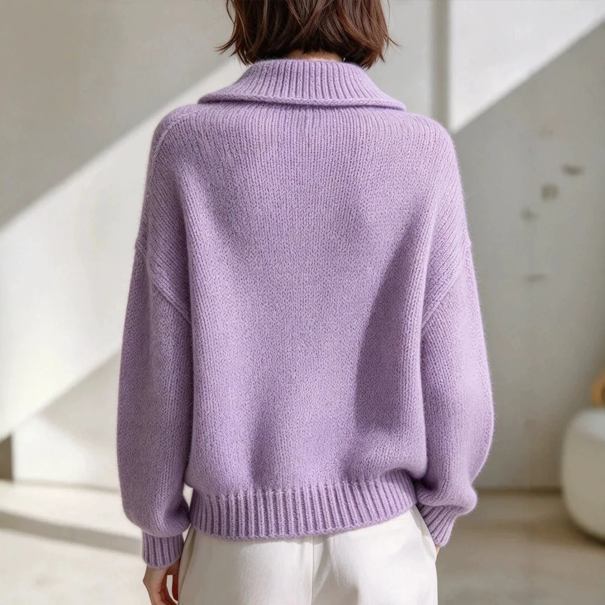 2026 Women's Asymmetrical Lapel. Knitted Cardigan. Autumn. And Winter Loose Thick Thread Pearl Button Sweater Luxury Party Lace