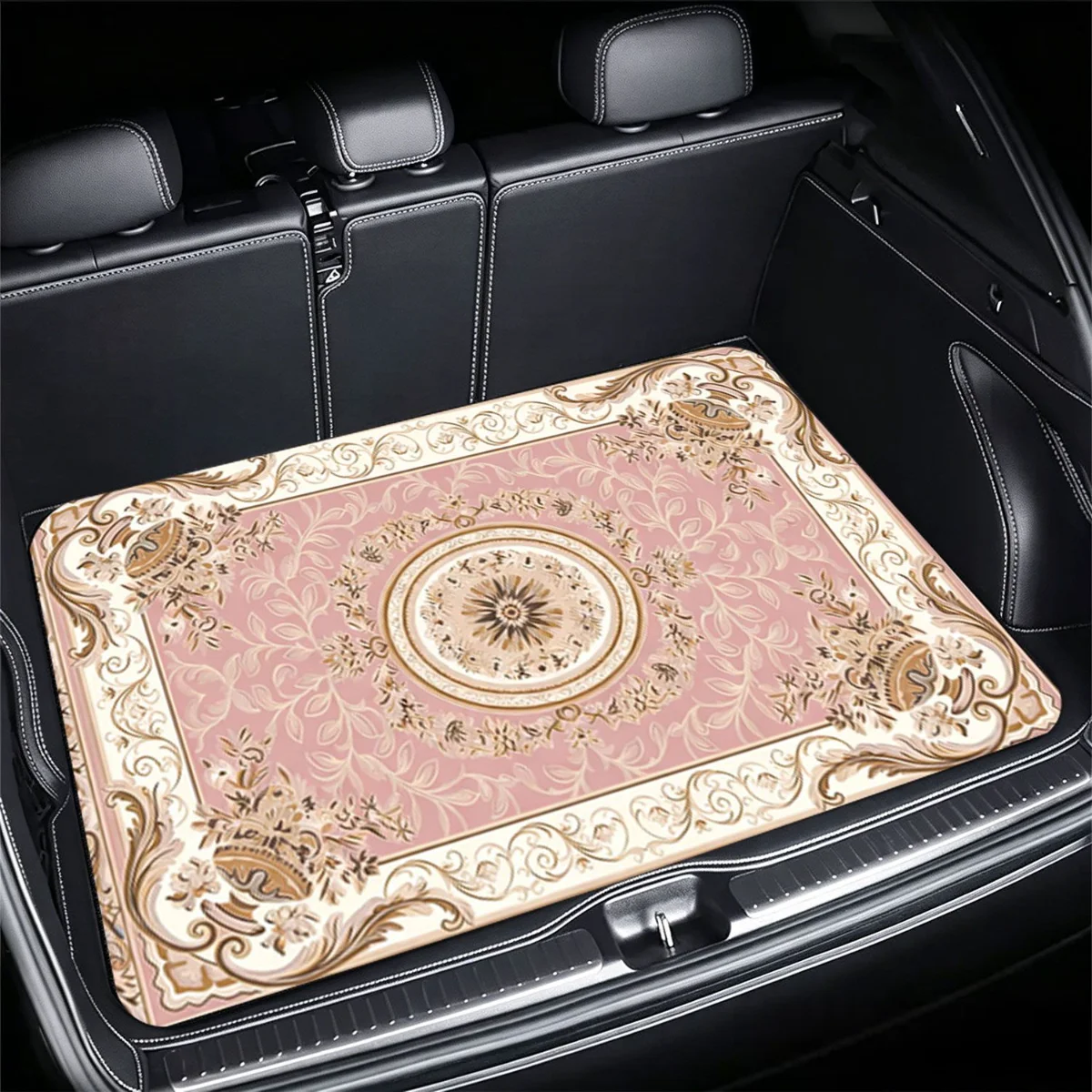 

Elegant Pink Vintage Car Trunk Mat Universal Fit Non-Slip Waterproof Cargo Liner for Sedan SUV Interior Protection Accessories