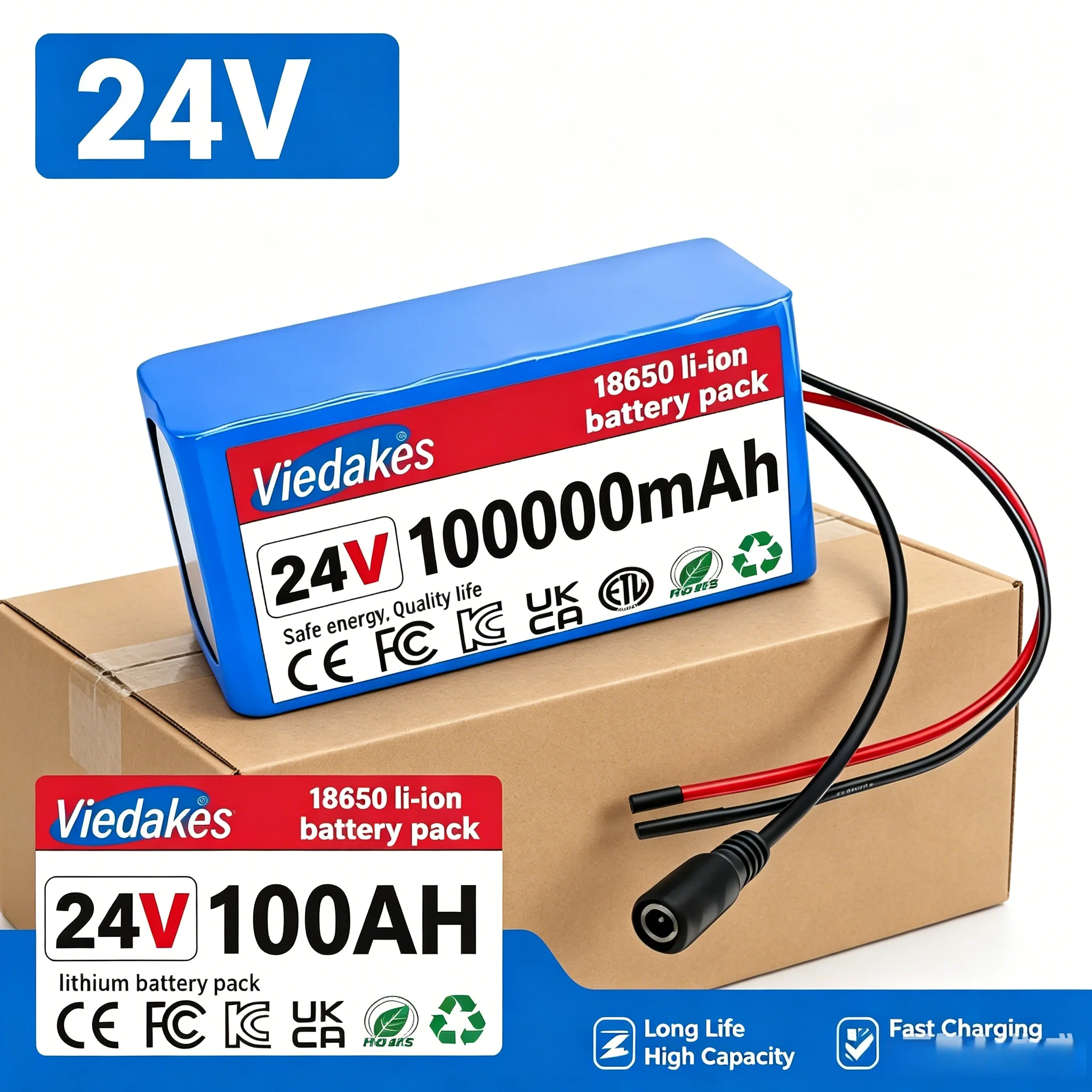 

//Viedakes 24V 100Ah 21700 Li-ion Battery Pack 7S3P High Capacity Rechargeable Battery & BMS forWheelchair, Scooter, Power Tools