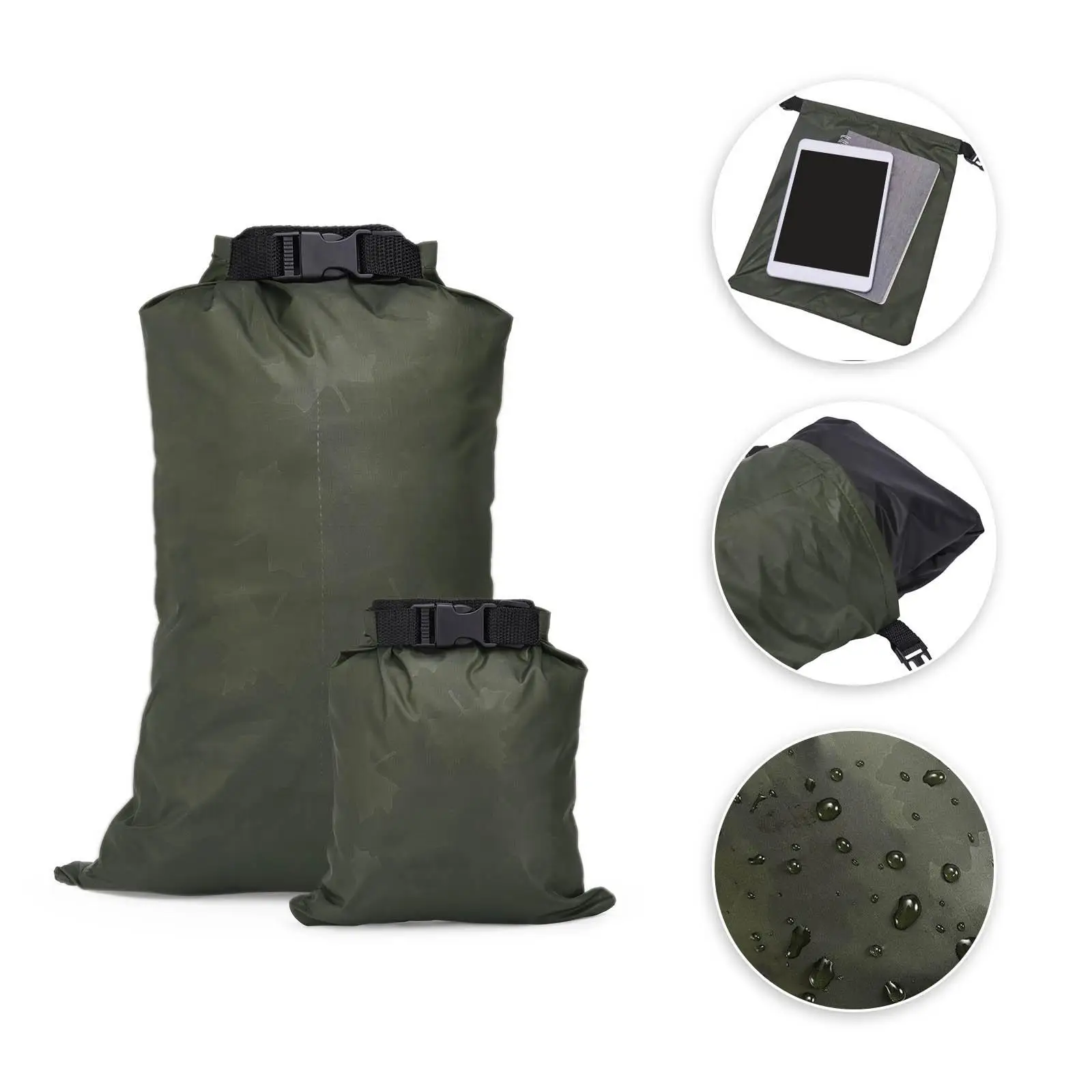 

5 водонепроницаемых сумок-мешков объемом 1,5 л, 4 л, 5 л, 7 л, 10 л для пляжа, рафтинга и путешествий