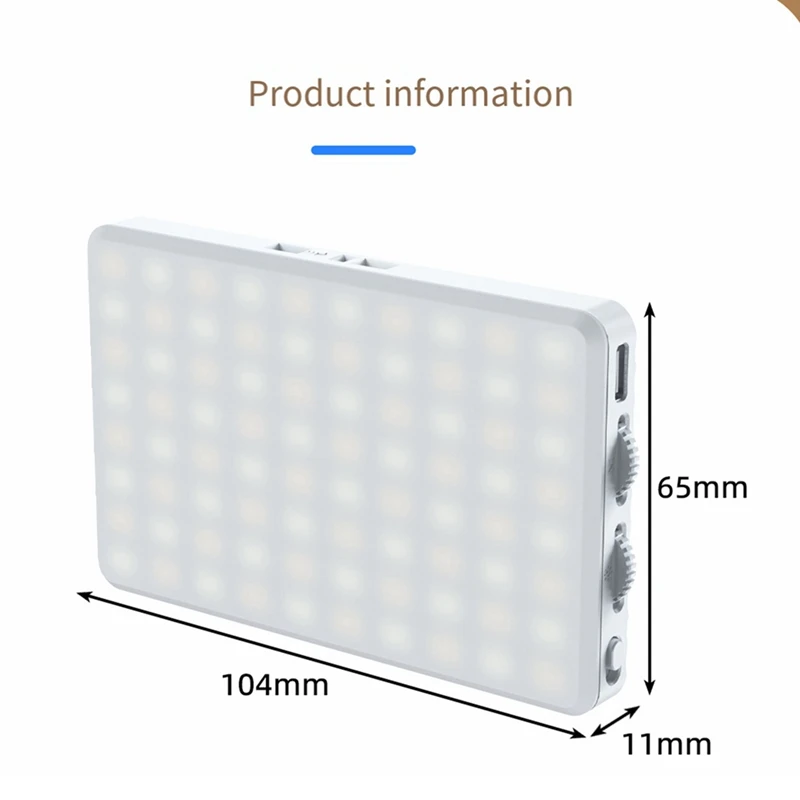 LED Mini Rechargeable Clip Fill Light Adjustable Portable Lamp For Phone, Pad, For Makeup, Selfie, Vlog Black Easy Install