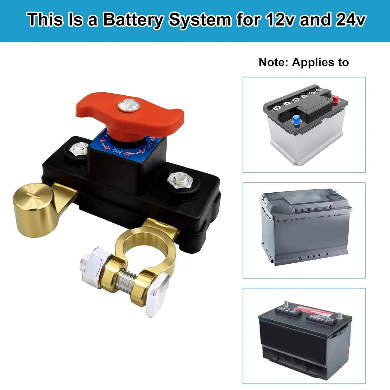 مفتاح فصل بطارية السيارة 12 فولت 24 فولت، عازل مفتاح القطع الرئيسي عالي التحمل، نحاس نقي لشاحنة RV Boat Marine #3