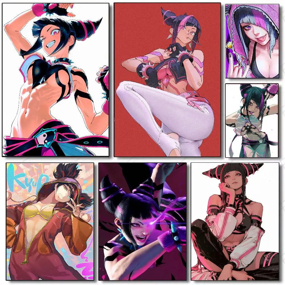 Game S-Street F-Fighter J-Juri Poster Art Sticky Wall Waterproof Home Living Room Bedroom Bar Aesthetic Decoration