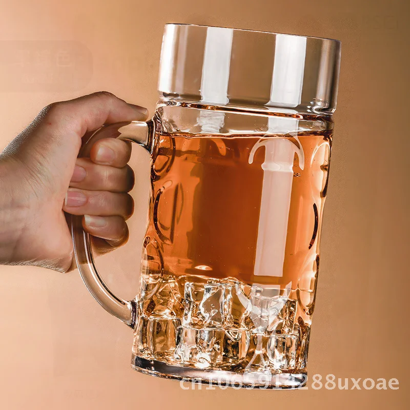 Large Capacity Acrylic Beer Mug Pineapple Shaped Draft Cup Drop-Proof Plastic Hero Cup with Handle for Commercial Bar Tea