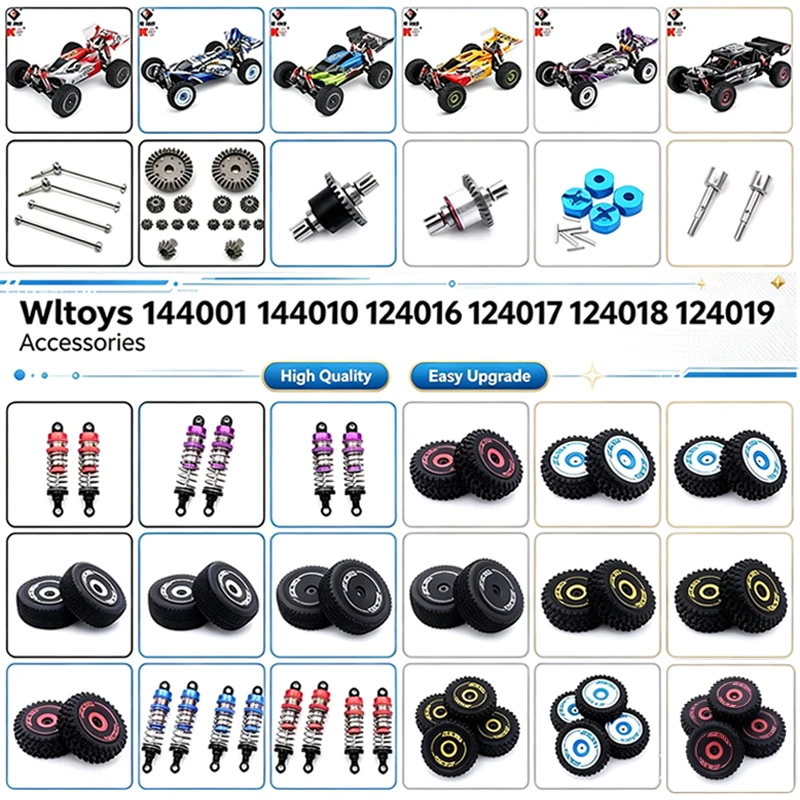 WLtoys 144001 144010 124016 124017 124018 124019 Shock Absorber Tire Differential Gear Drive Shaft Steering Cup Backup Parts for
