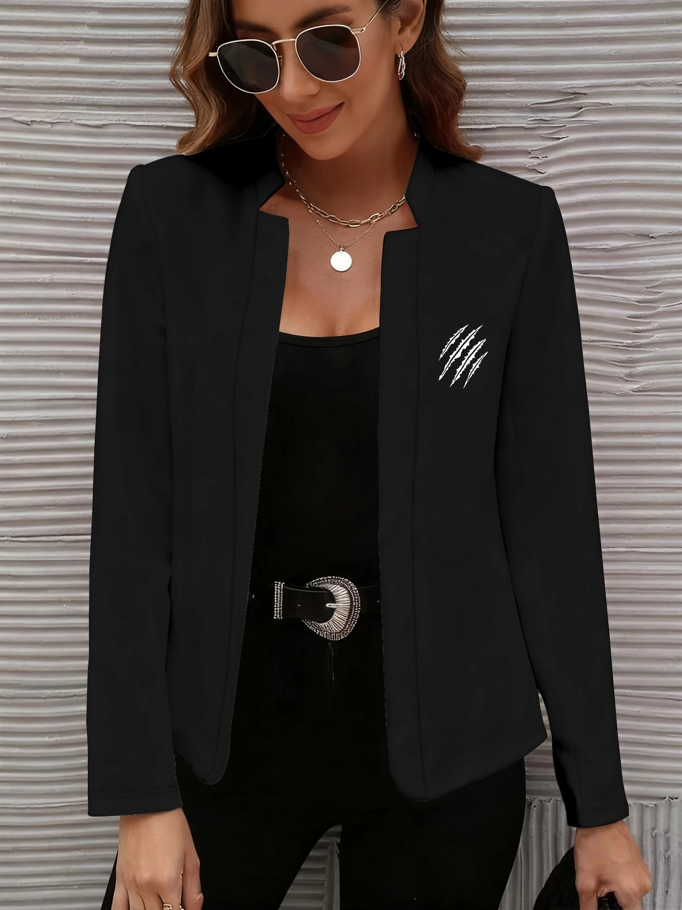 

European and American Style Spring and Autumn Casual Jacket, a Must-Have for Trendy Women, Women's Cardigan Jacket, Women's Fashionable Blazer Jacket, Women's Slim-Fit Cardigan, Long-Sleeve Style, Suitable for Spring and Autumn, Machine Washable, Casual W