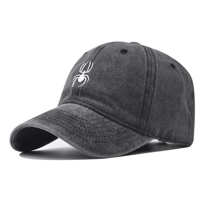 

Cotton Washed Vintage Style Spider Embroidery Baseball Cap Spring New Personalized Embroidered Dad Hat