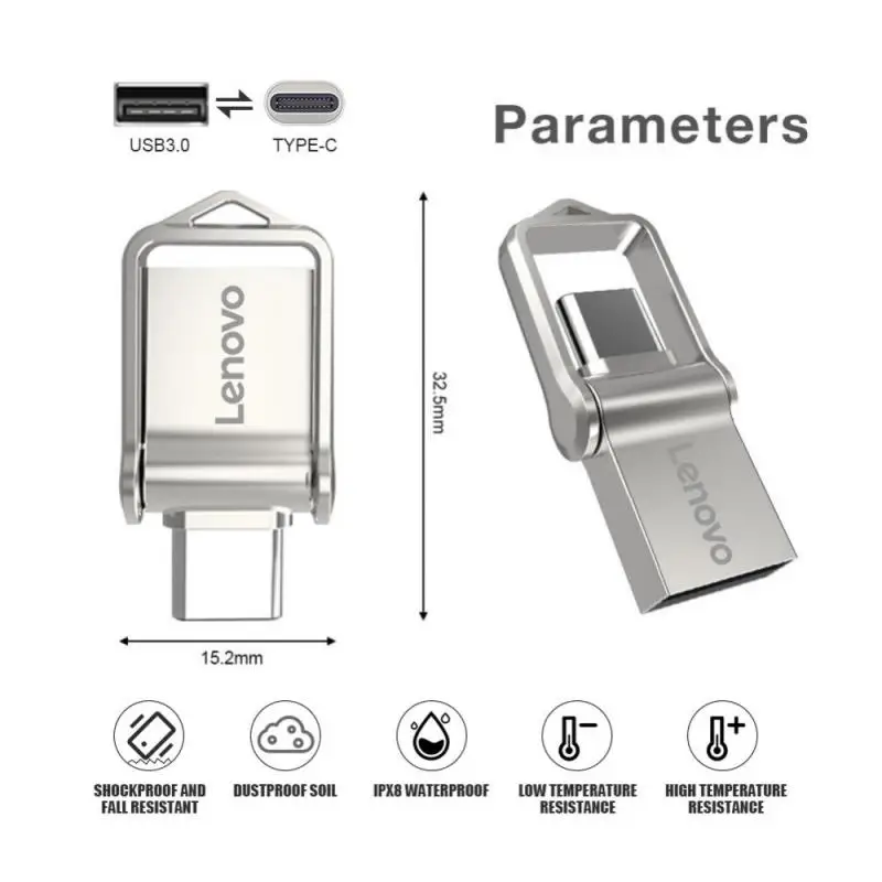 Lenovo-unidad Flash USB 3,0, lápiz de memoria Super Mini, 2TB, 1TB, 512GB, resistente al agua, a prueba de polvo, para PC, MacBook, coche, K112