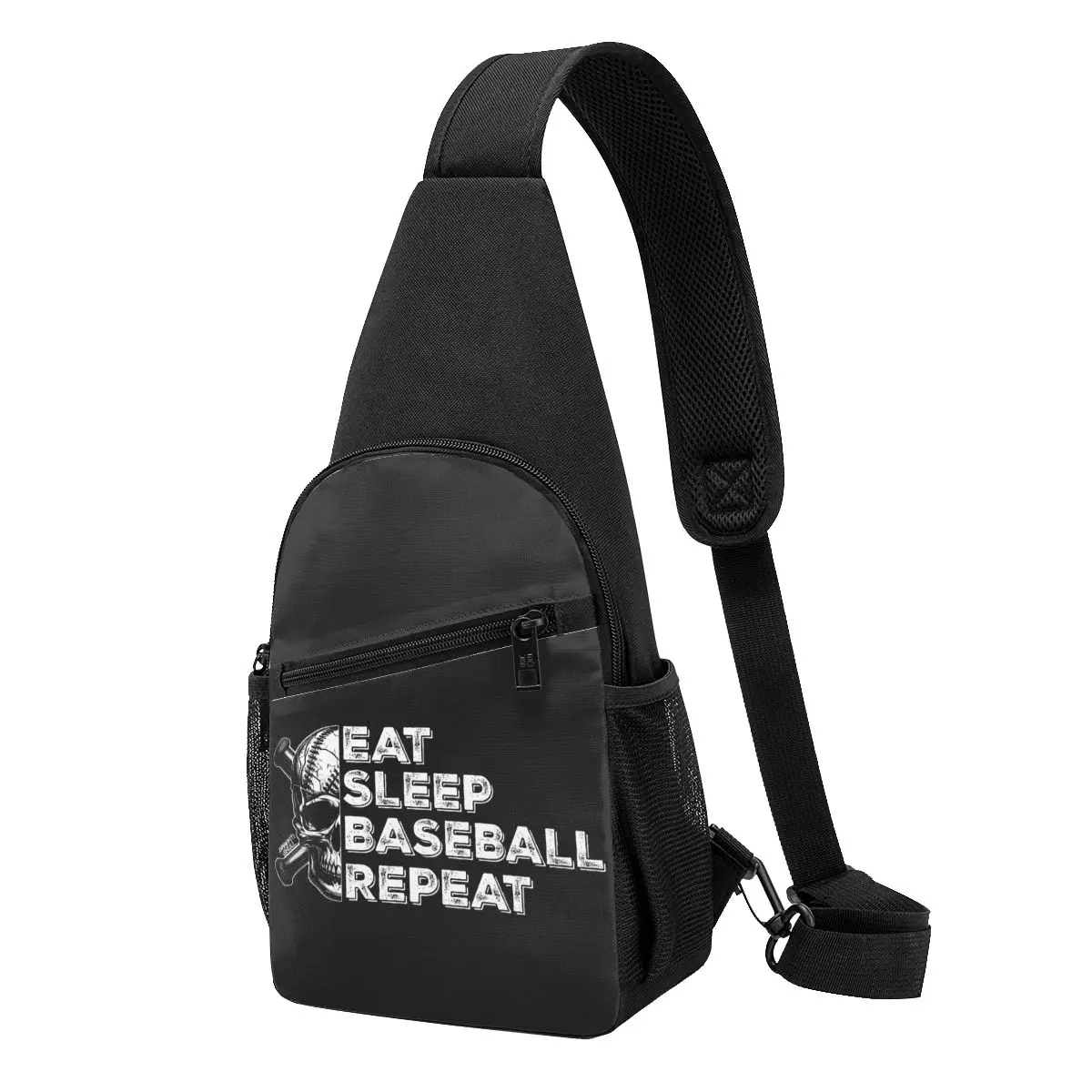Eat Sleep Baseball Repeat (10) Chest Bag Men Sling Crossbody Backpack Chest Bag Traveling Hiking Daypack Shoulder Bag