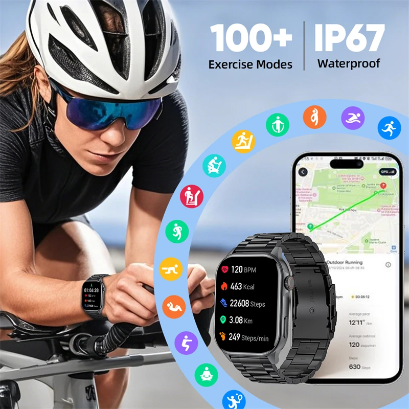 LIGE Smartwatch الرجال 2.01 "HD شاشة مراقبة الصحة الساعات مقاوم للماء الرياضة اللياقة البدنية ساعة ذكية Reloj Inteligente Mujer 2025