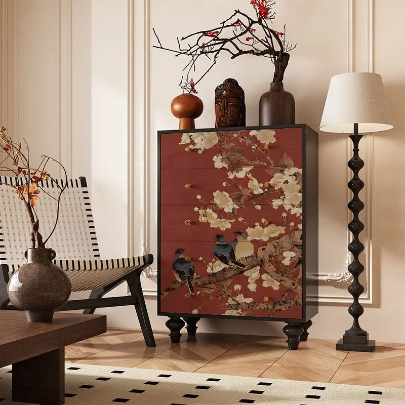 French solid wood chest of drawers aisle decorative cabinet living room retro storage cabinet against the wall bedroom