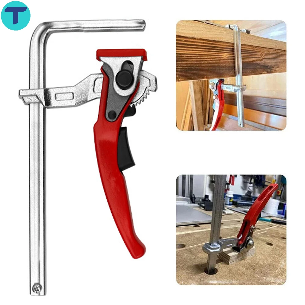 T Metal Ratchet F Clamp Quick Release Bar Clamp Steel Clamping F Track Clip for MFT Table Guide Rail System Woodworking Tool