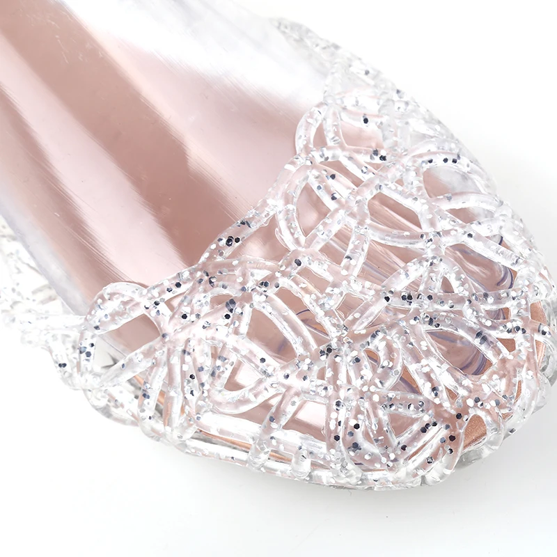 Clear Jelly Shoes Womens Jelly Sandals Summer Plastic Shoes Woman Mesh Flat Hollow Out Girl Sandalias Sapatos New